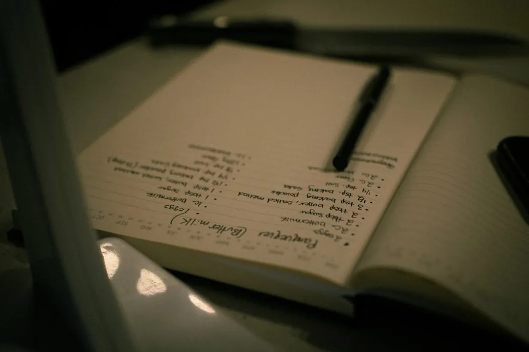 Notebook with handwritten notes
